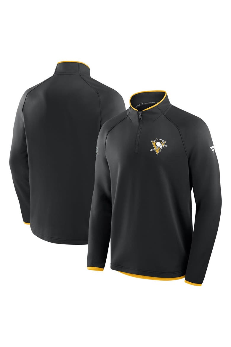 Men's Fanatics Black Pittsburgh Penguins Authentic Pro Rink Raglan Quarter-Zip Pullover, Alternate, color, Black