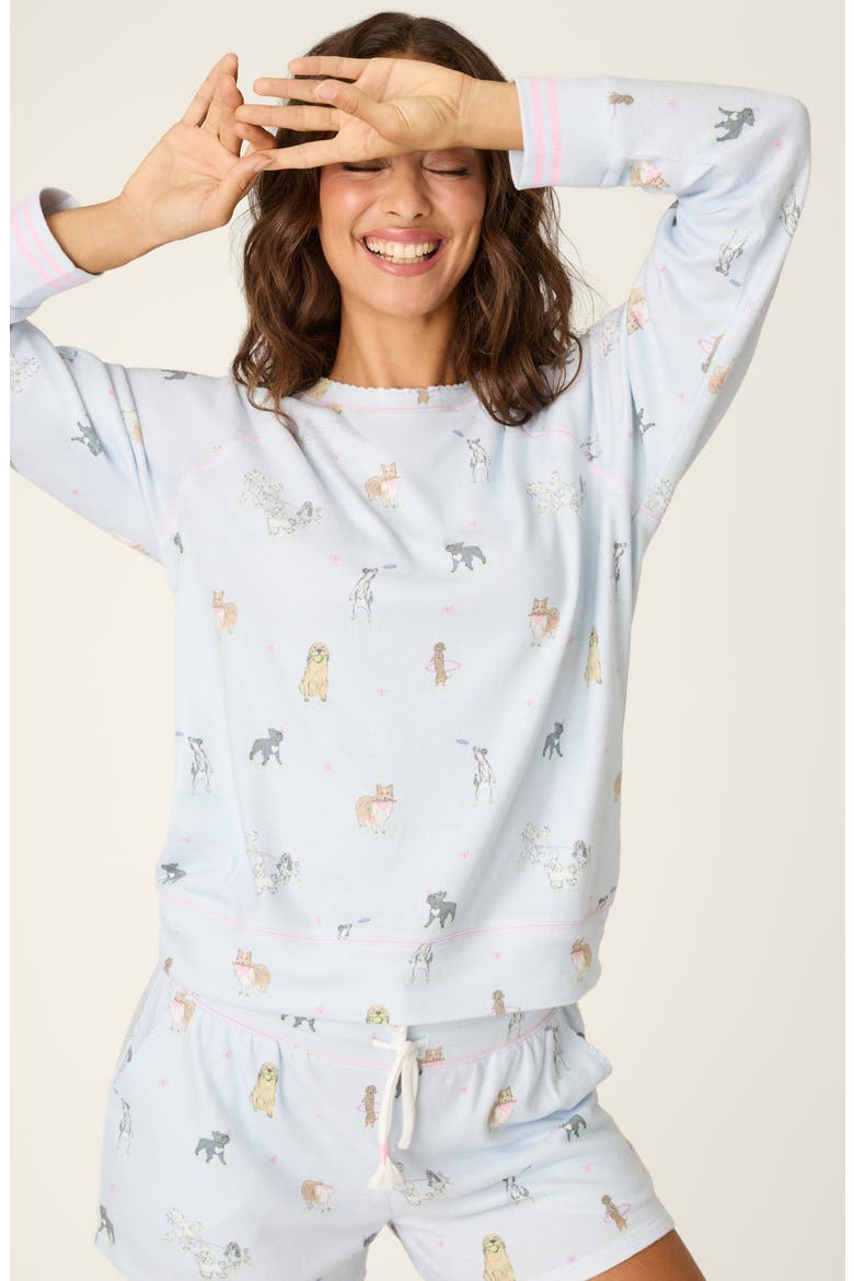 Bark Park Jersey Pajama Top, Alternate, color, BLUE ICE