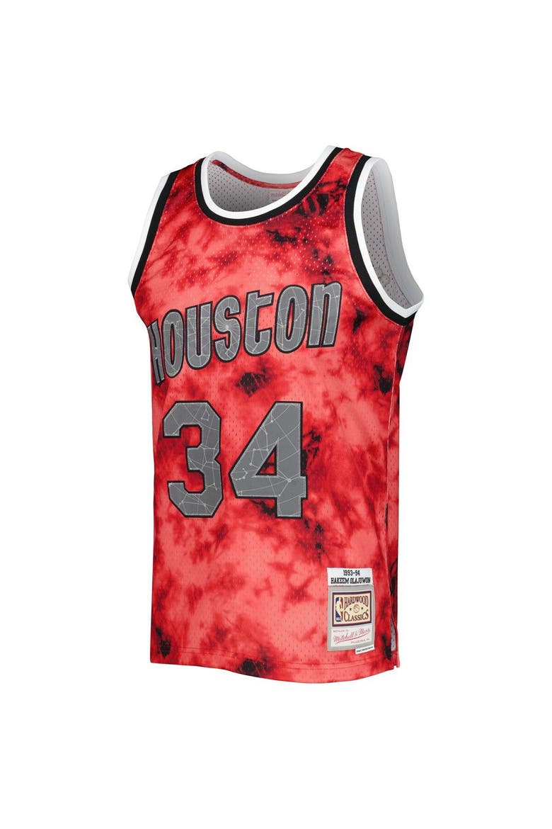 Men's Mitchell & Ness Hakeem Olajuwon Red Houston Rockets 1993/94 Galaxy Swingman Jersey, Alternate, color, Red