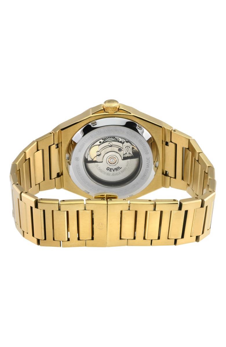 GEVRIL Goldtone High Line Automatic Bracelet Watch, 43mm, Alternate, color, 