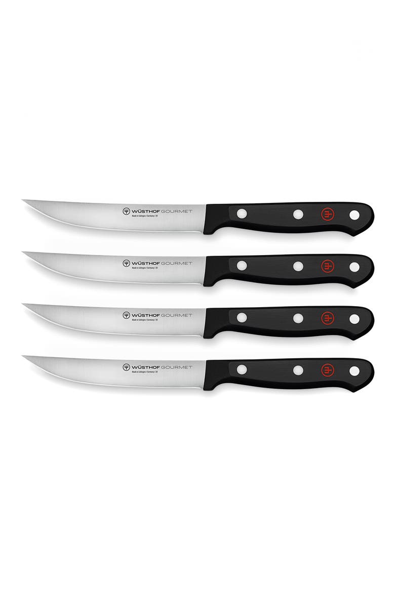 Gourmet 4-Piece Steak Knife Set, Main, color, BLACK