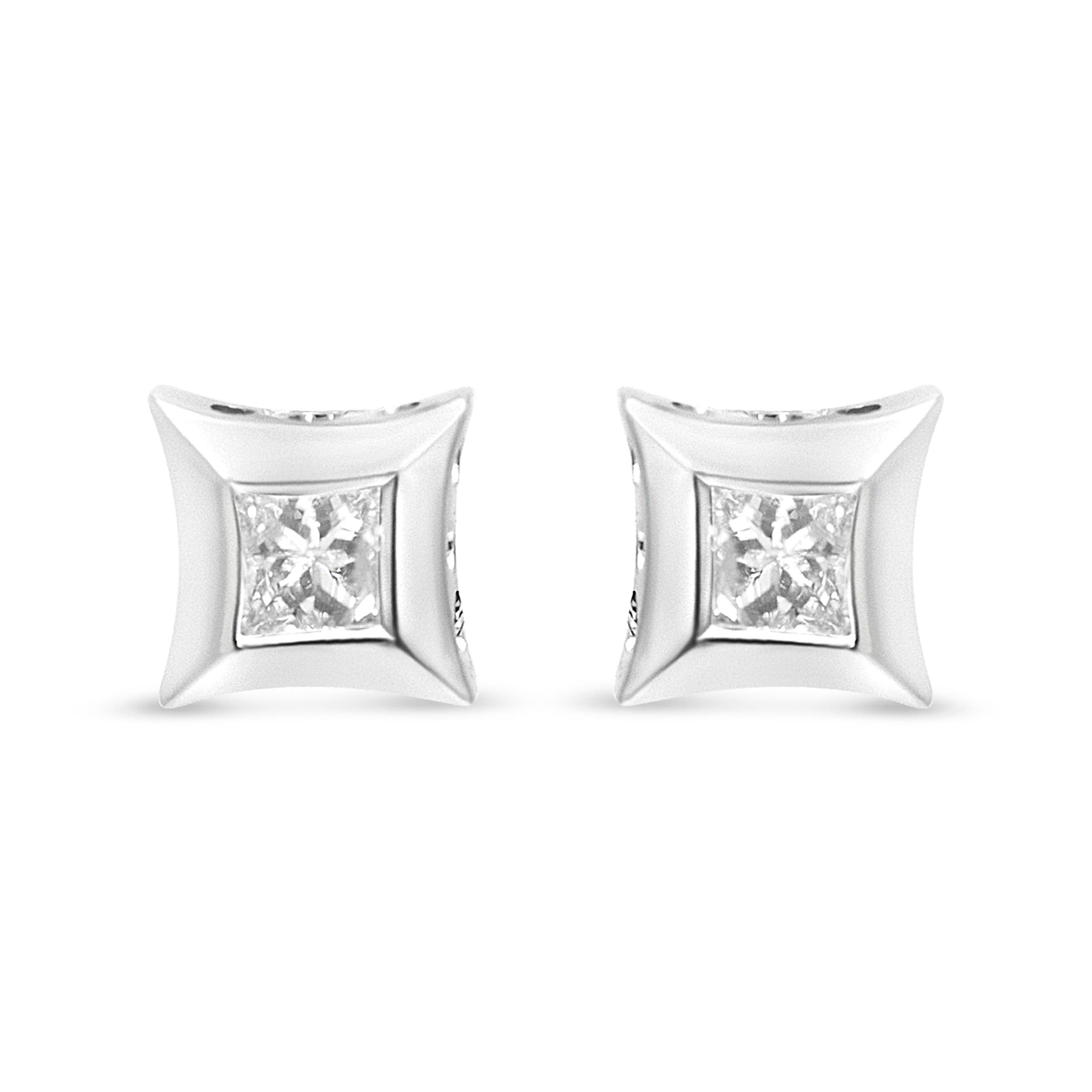 Haus of Brilliance Sterling Silver 1/3 Cttw Princess Cut Diamond Square ...