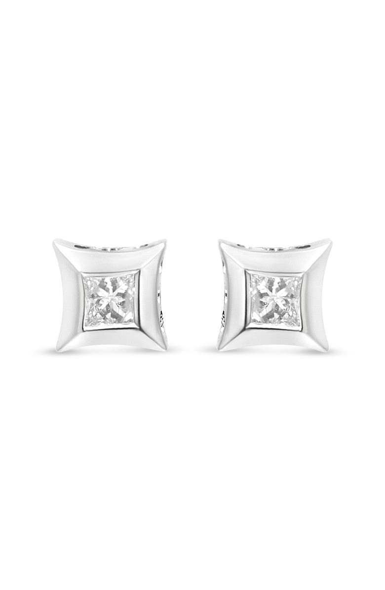 Haus of Brilliance 10K White Gold 1/3 Ct Invisible Style Princess Stud Earrings, Alternate, color, White