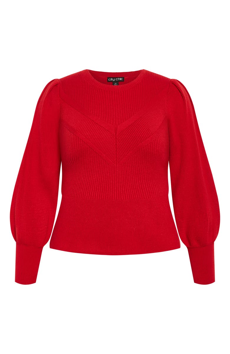 City Chic Jojo Rib Sweater, Main, color, Red
