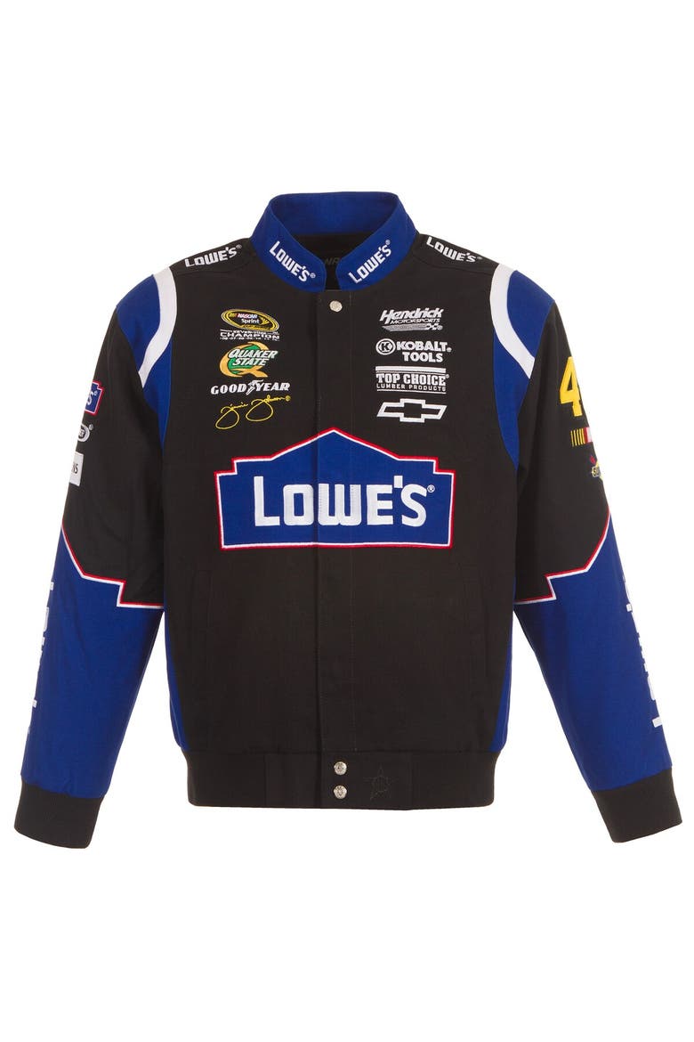 Men's JH Design  Black Jimmie Johnson Lowe's Twill Driver Uniform Full-Snap Jacket, Alternate, color, Black