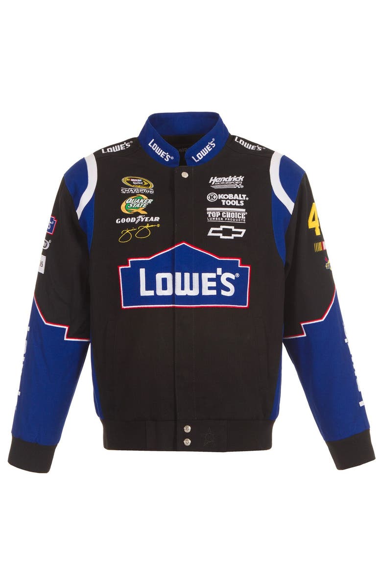 JH DESIGN Men's JH Design Black Jimmie Johnson Lowe's Twill Driver Uniform Full-Snap Jacket, Alternate, color, Black