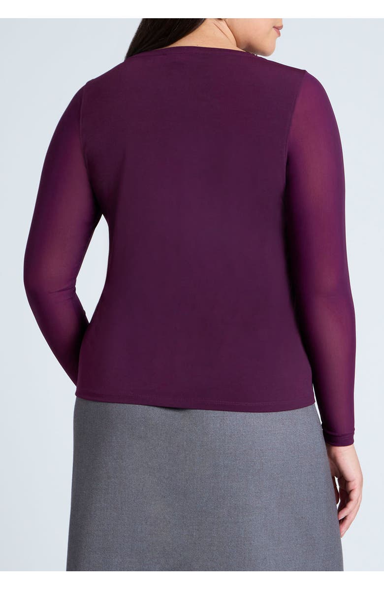 ELOQUII Sheer Sleeve Tee, Alternate, color, White