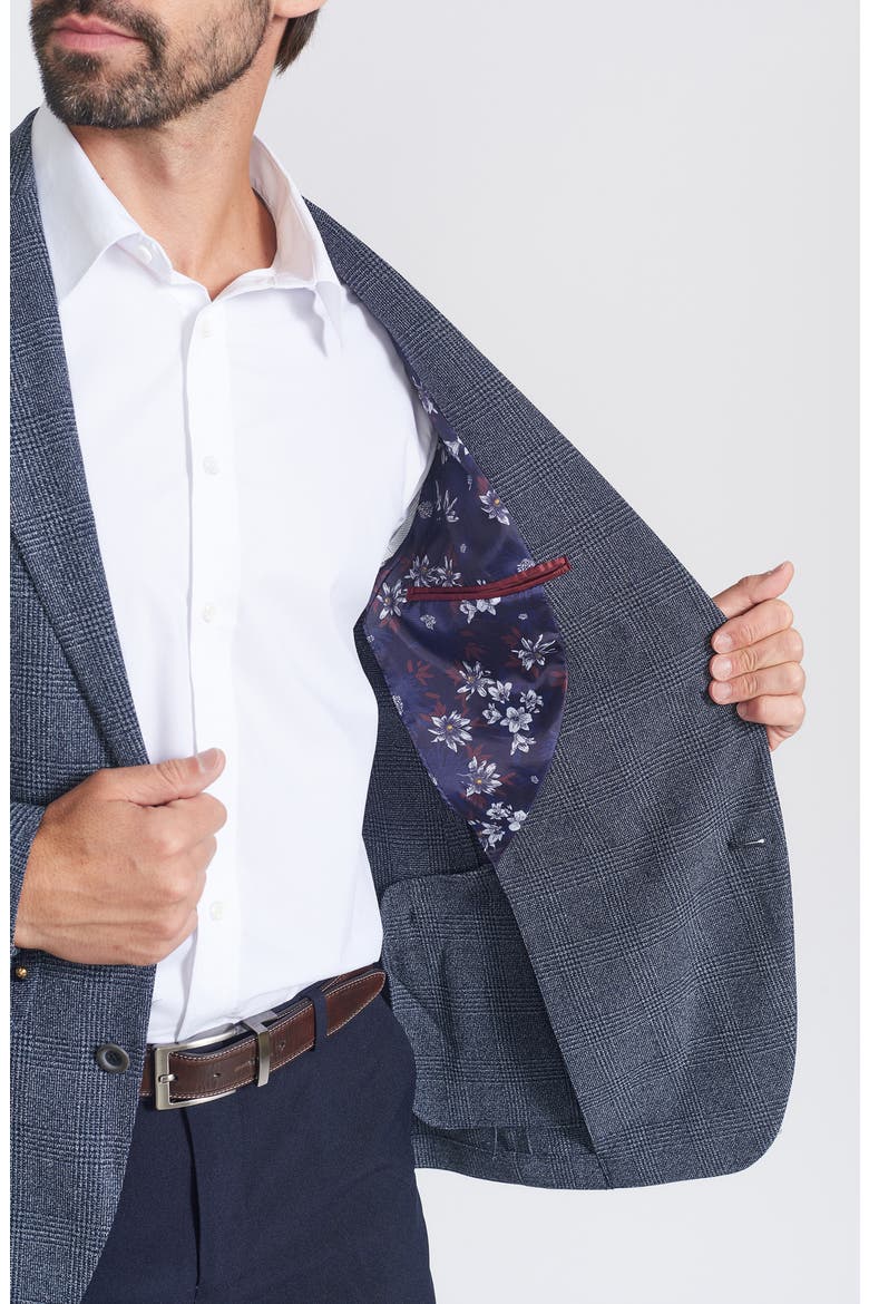 Plaid Knit Sport Coat, Alternate, color, NAVY