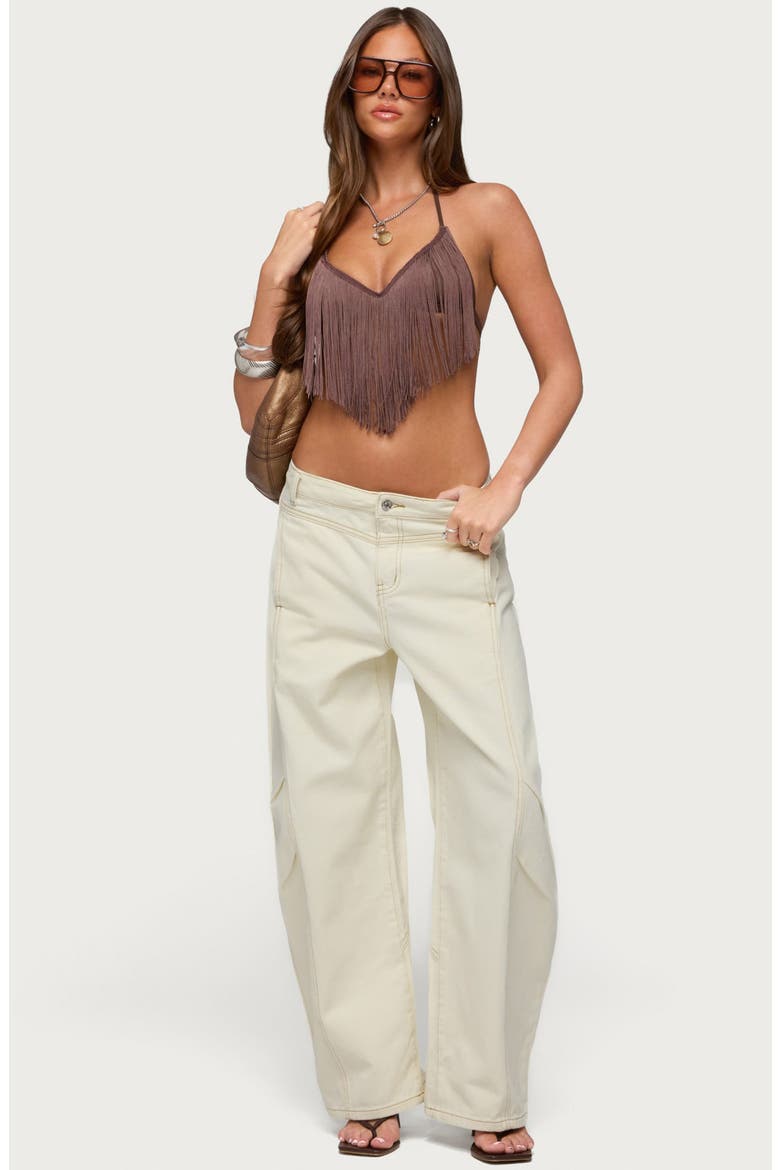 Kienna Fringe Bra Top, Alternate, color, BROWN