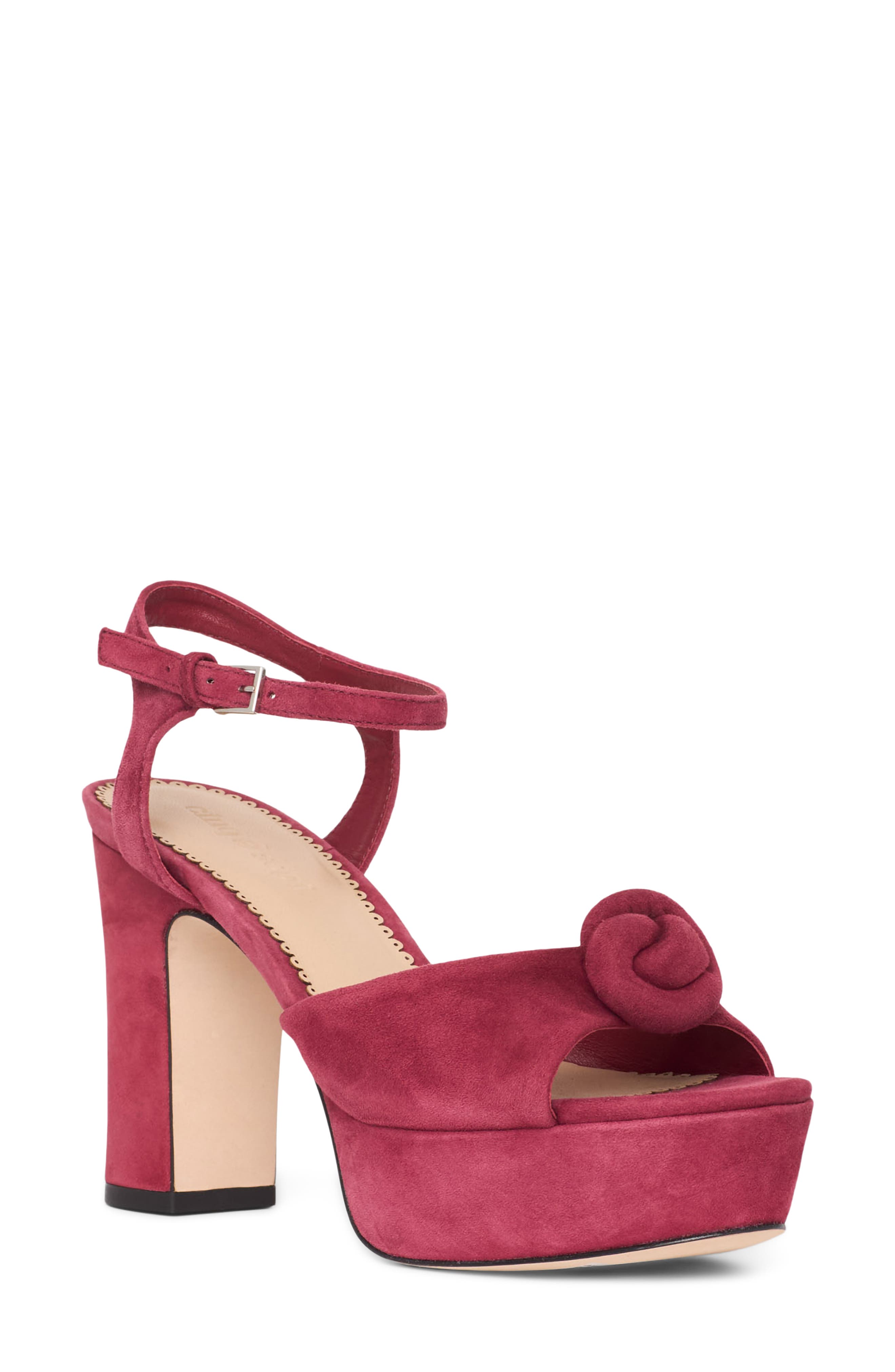 Cinq à Sept Arianna Suede Platform Sandal, Main, color, Berrywine