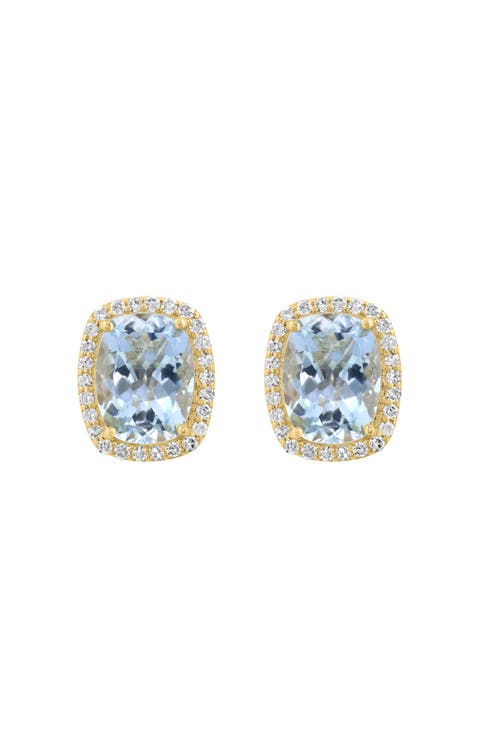 14K Yellow Gold Seaside Elegance Aquamarine Earrings