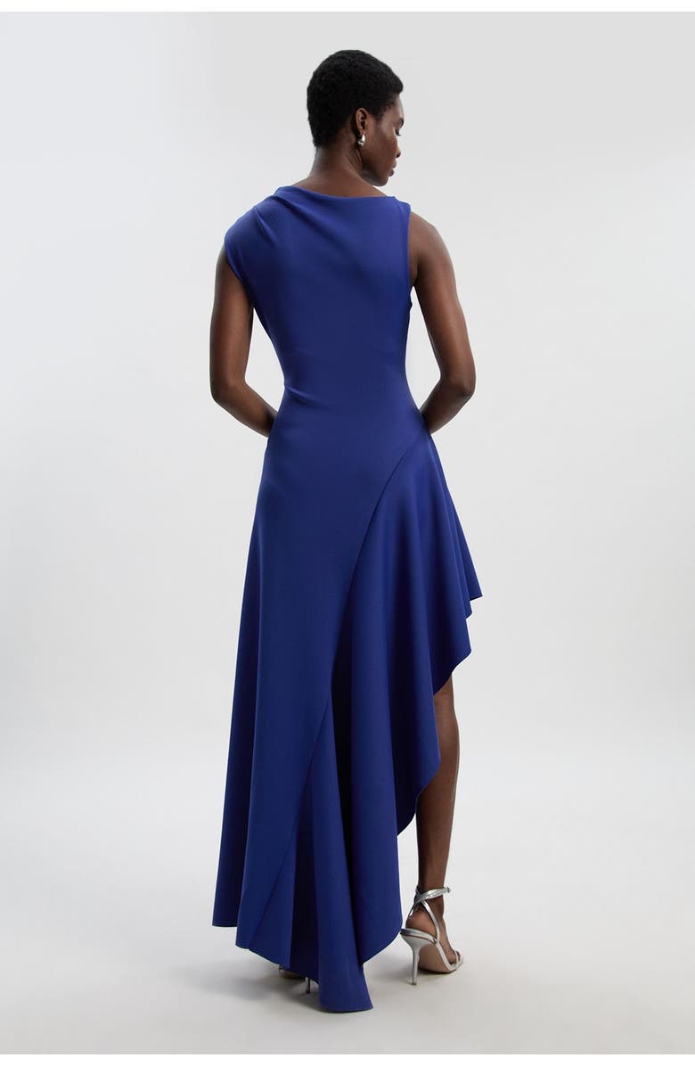 Karen Millen Scuba Drama Ruffle Hem Woven Maxi Dress, Alternate, color, Navy