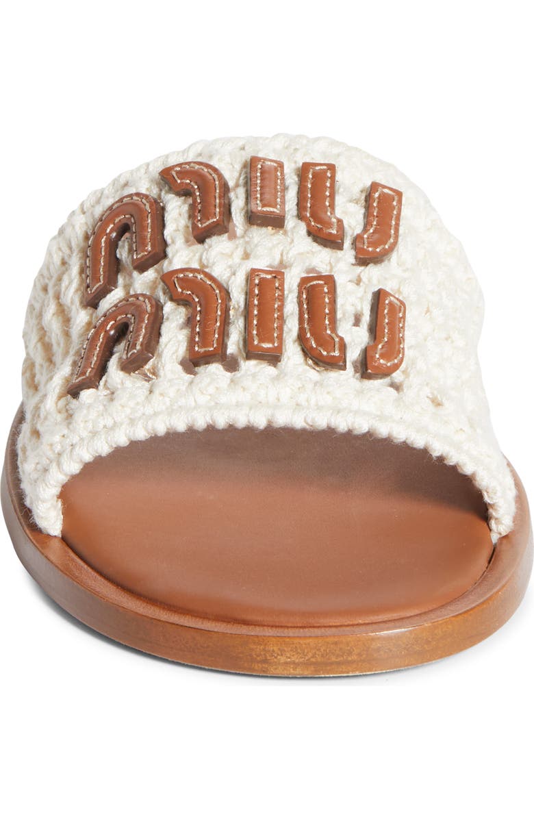 Miu Miu Crochet Slide Sandal, Alternate, color, Off White