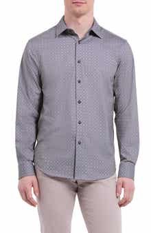 Bugatchi Jimmy OoohCotton® Geo Print Button-Up Shirt