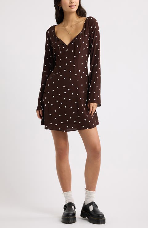 Scoop Neck Long Sleeve Minidress
