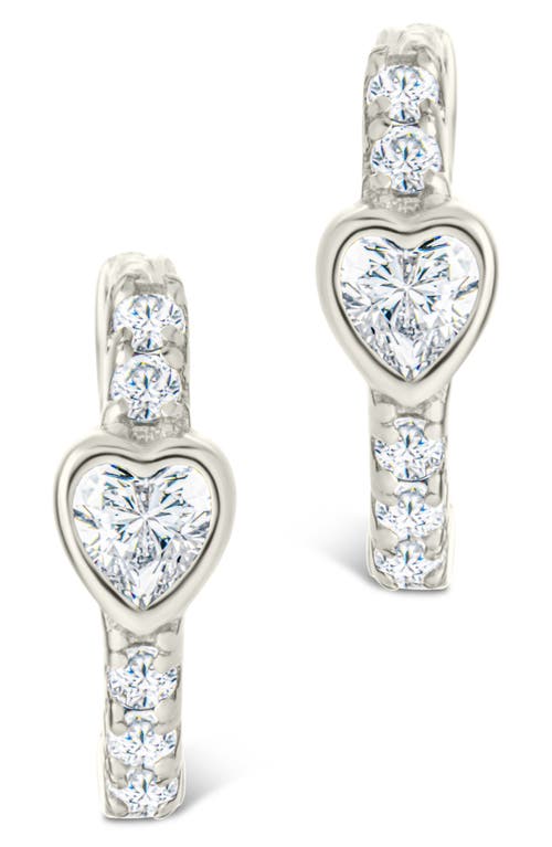 Sterling Forever Heart Bezel Hoop Earrings In Metallic