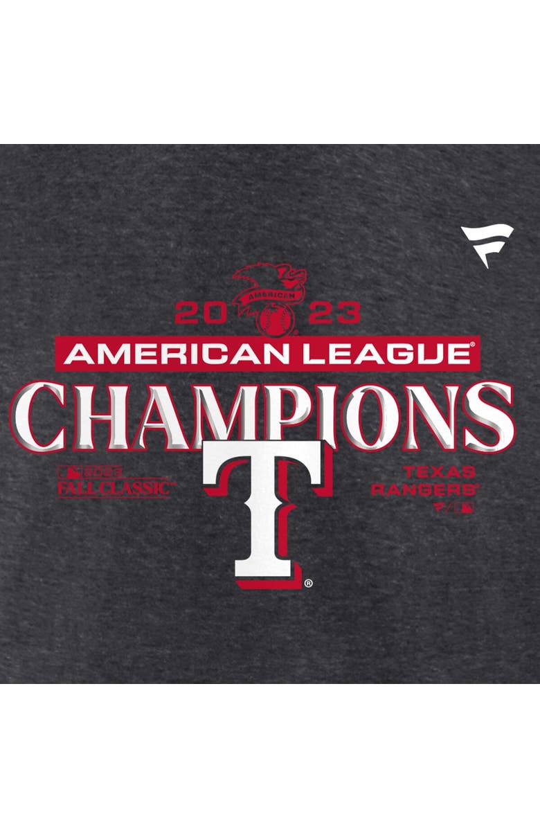 FANATICS Men's Fanatics Branded  Heather Charcoal Texas Rangers 2023 American League Champions Locker Room T-Shirt, Alternate, color, 