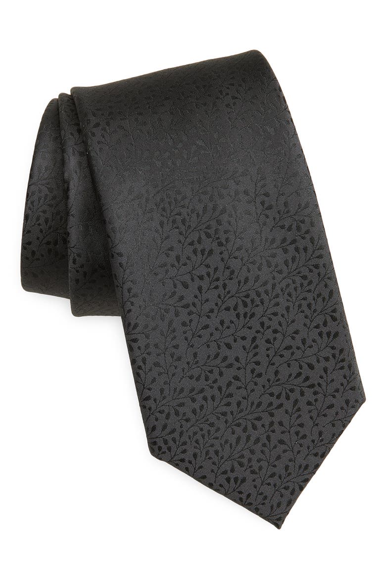 Baker Floral Tie, Main, color, BLACK