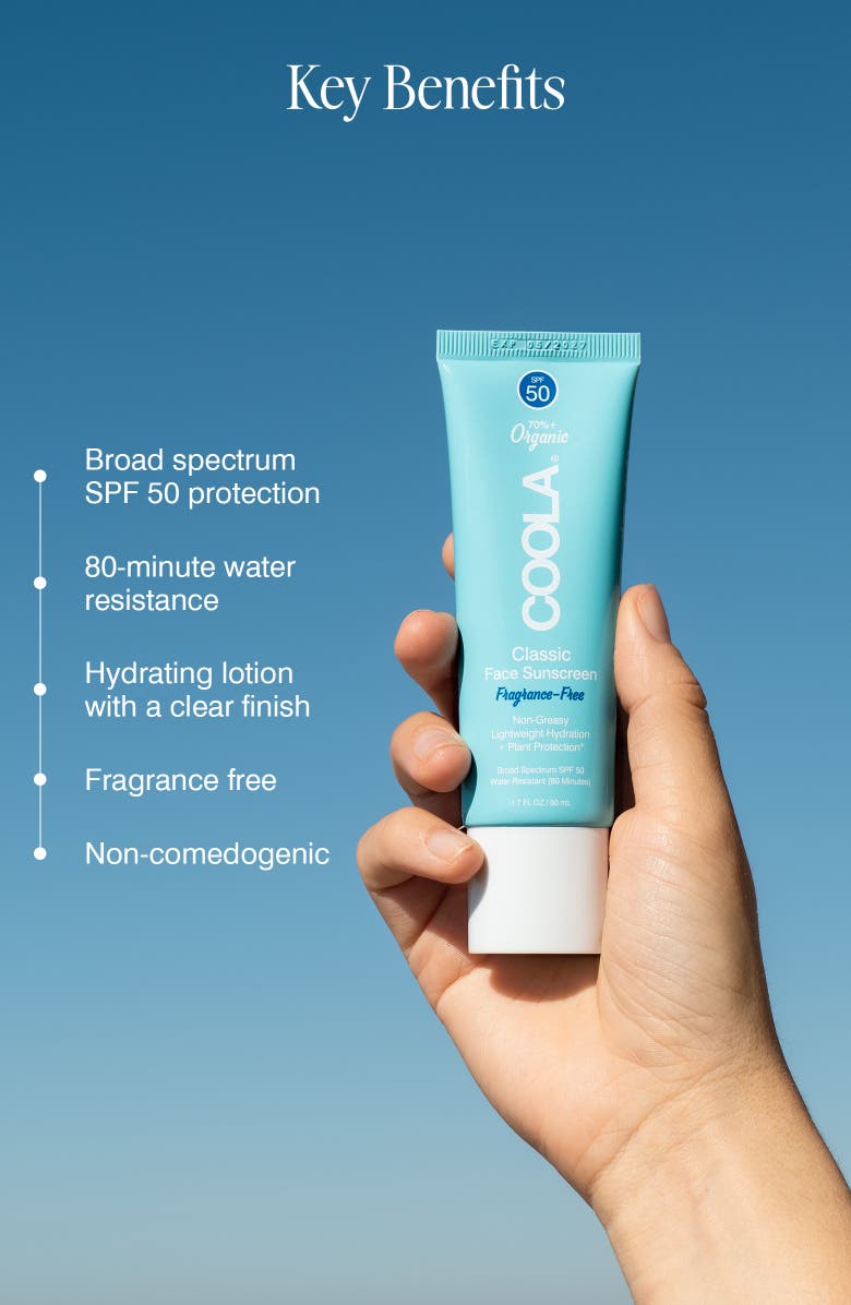 COOLA<sup>®</sup> Suncare Fragrance Free Classic Face Organic Sunscreen Lotion SPF 50, Alternate, color, 
