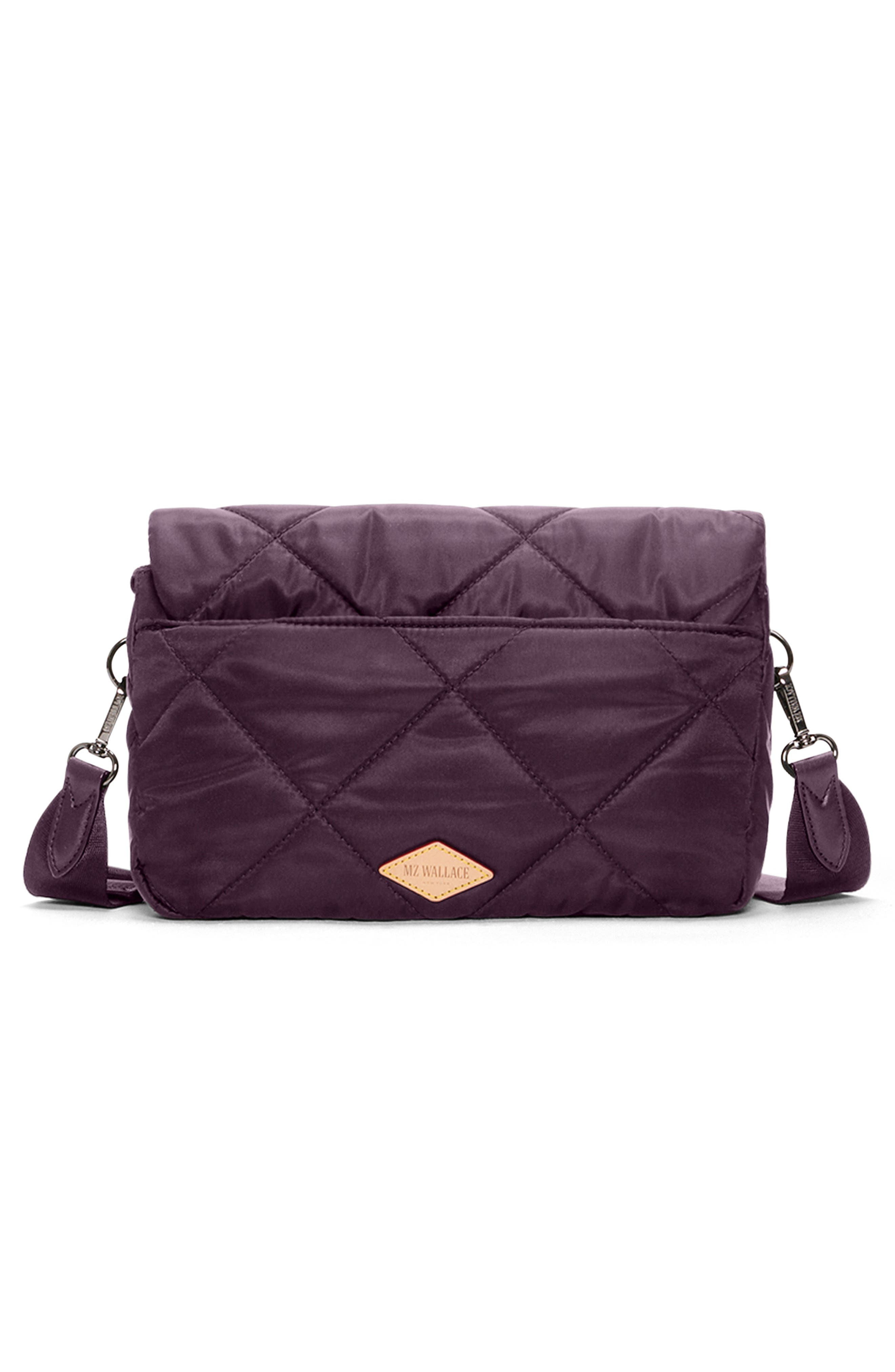 MZ Wallace Madison Flap Nylon Crossbody Bag, Alternate, color, Raisin