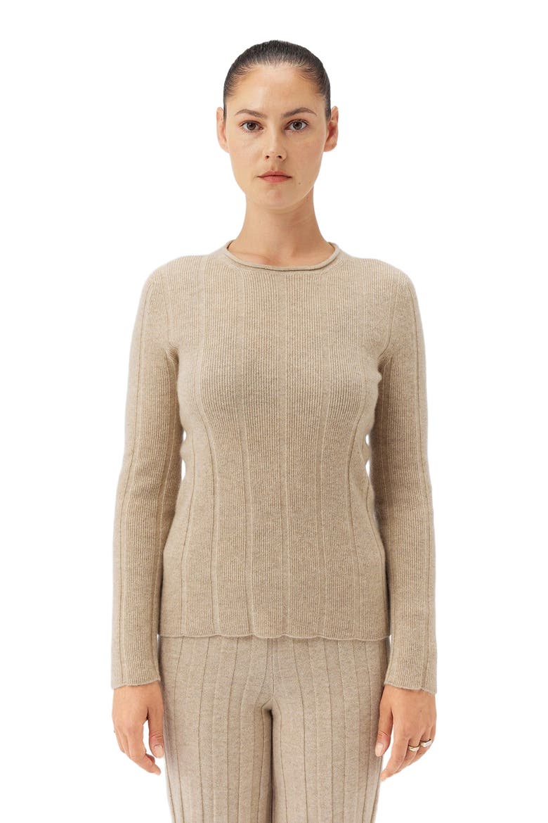 C-Neck Cashmere Sweater, Alternate, color, warm grey