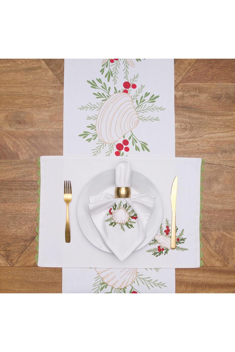 Coastal Tidings Coastal Christmas Table Runner 14" x 72", Alternate, color, Green