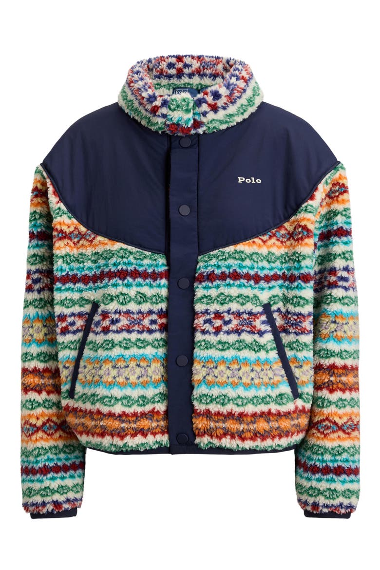 Mixed Media Faux Shearling Jacket, Alternate, color, MULTI