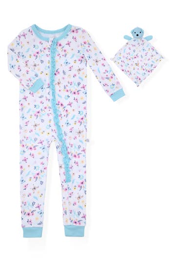 Sleep On It Fitted One-piece Pajamas & Bear Blanket Toy In Blue