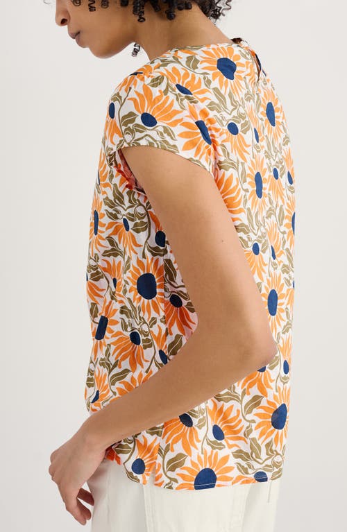 Seasalt Cornwall Garden Gate Floral Organic Cotton Voile Top In Orange