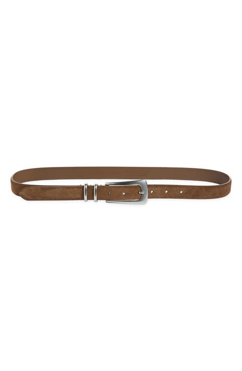 Elongated Suede Buckle Belt