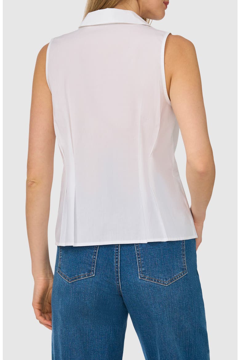 Tie Front Sleeveless Cotton Shirt, Alternate, color, ULTRA WHITE