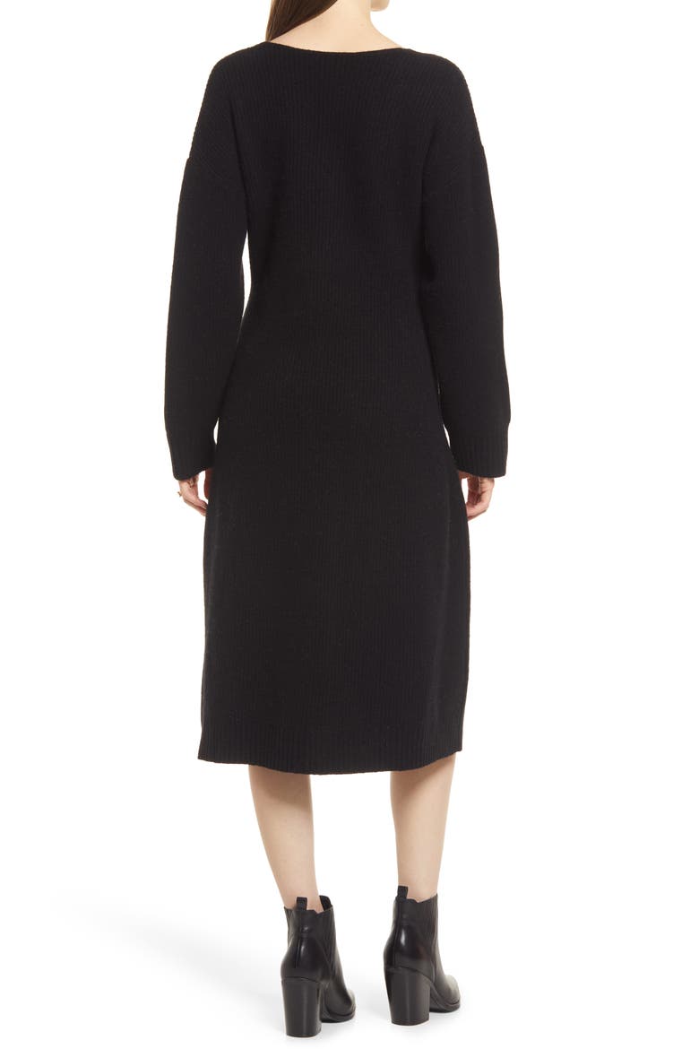 Eva Long Sleeve Merino Wool Blend Maternity Sweater Dress, Alternate, color, BLACK