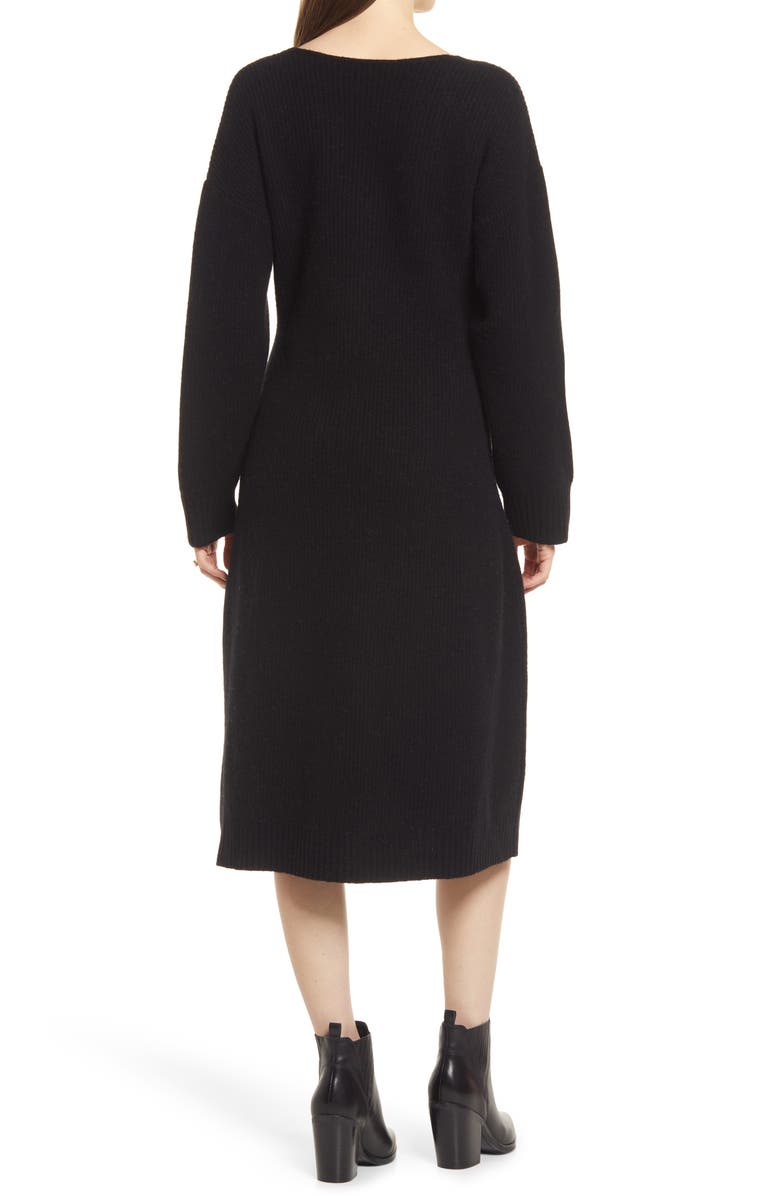 Emilia George Eva Long Sleeve Merino Wool Blend Maternity Sweater Dress, Alternate, color, Black
