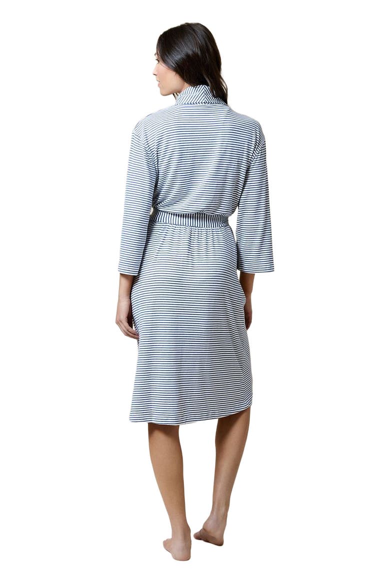 Dream Shawl Collar Robe, Alternate, color, Indigo-White Stripe