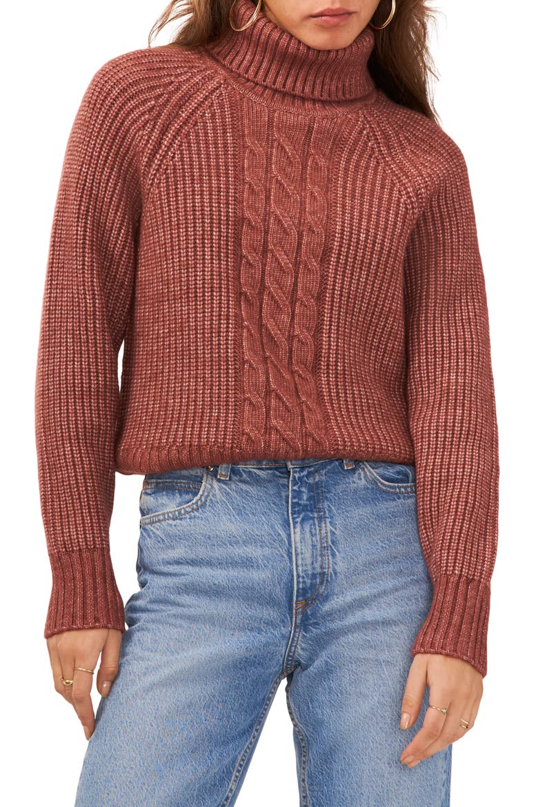 Back Cutout Turtleneck Sweater, Main, color, TERRA EARTH BROWN