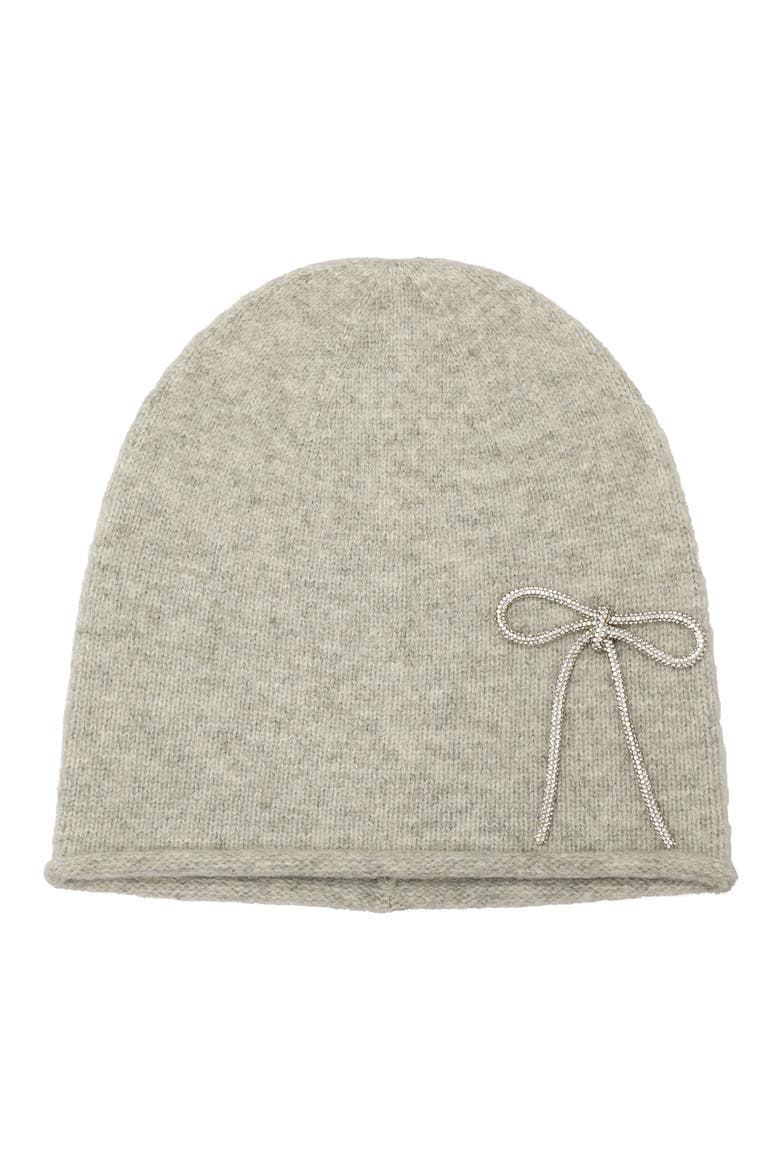 Embellished Bow Beanie, Main, color, QUARRY GREY