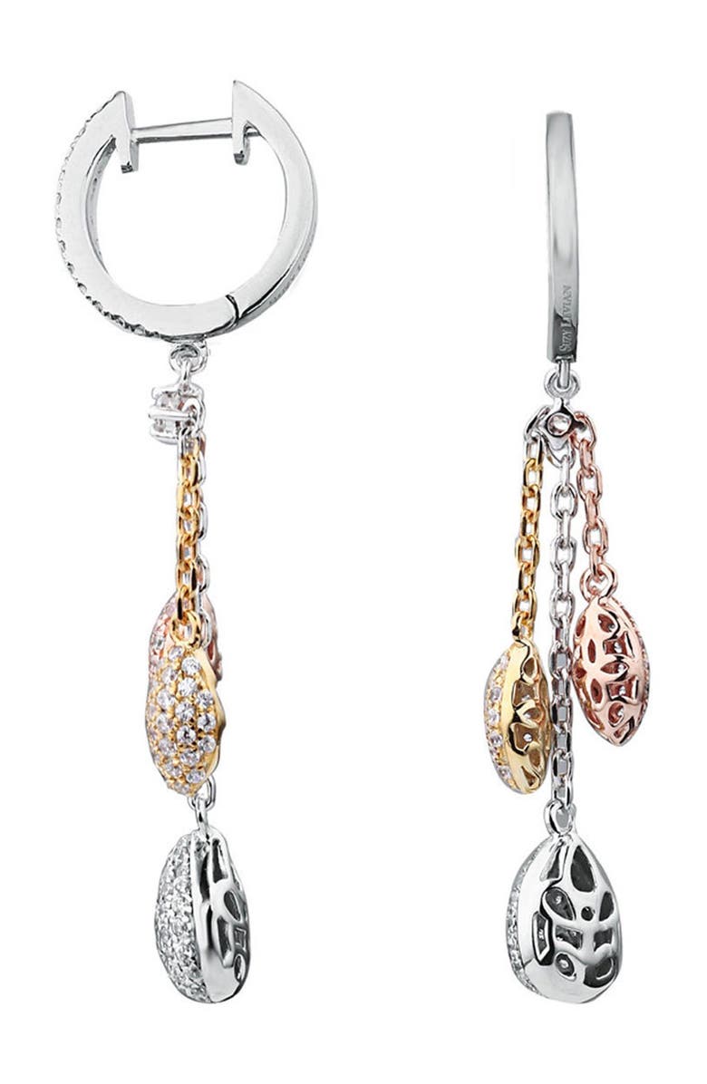 SUZY LEVIAN Tri-Tone CZ Dangle Earrings, Alternate, color, 