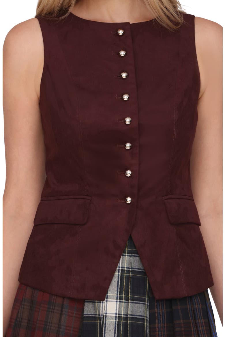 Faux Suede Vest, Alternate, color, MAROON