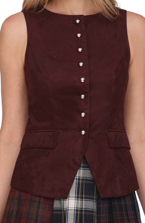 Avec Les Filles Faux Suede Vest In Burgundy