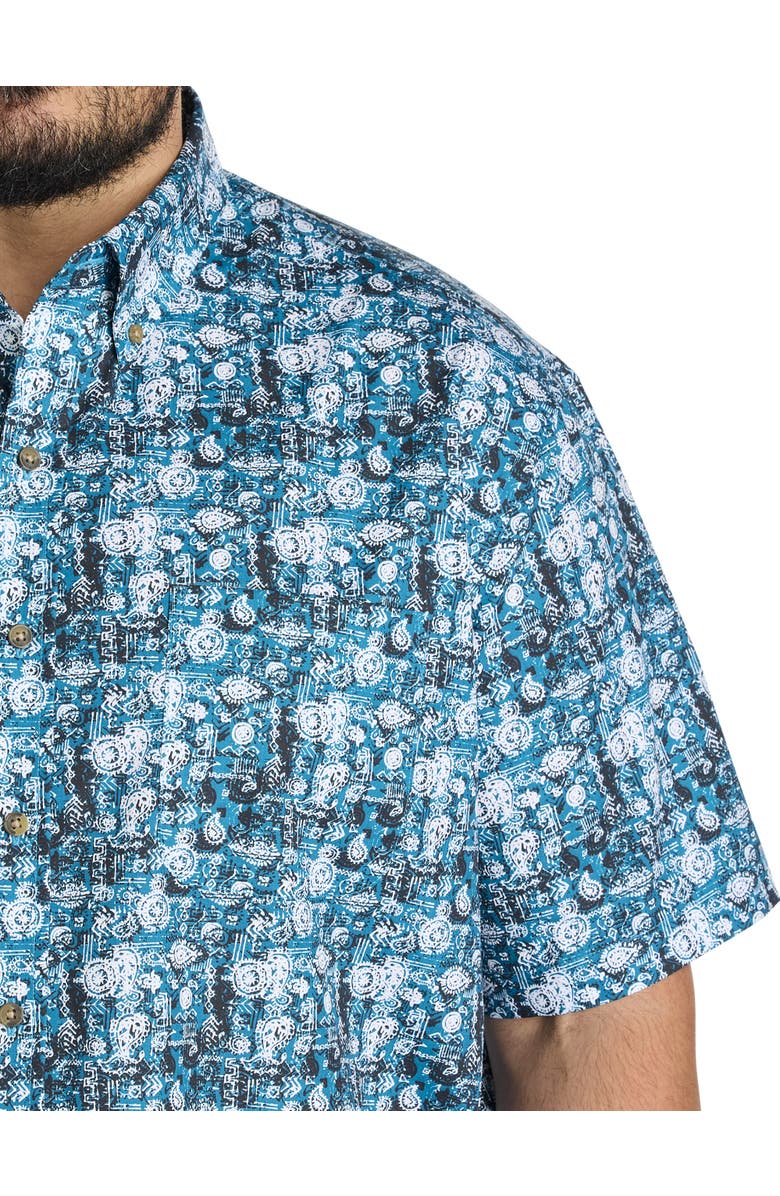 Harbor Bay by DXL Big & Tall Easy-Care Paisley Print Sport Shirt, Alternate, color, Deep Lagoon Multi