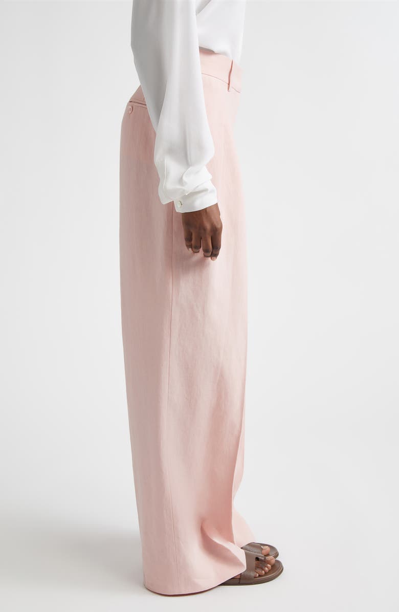 Michael Kors Collection Pleated Linen Wide Leg Pants, Alternate, color, Quartz