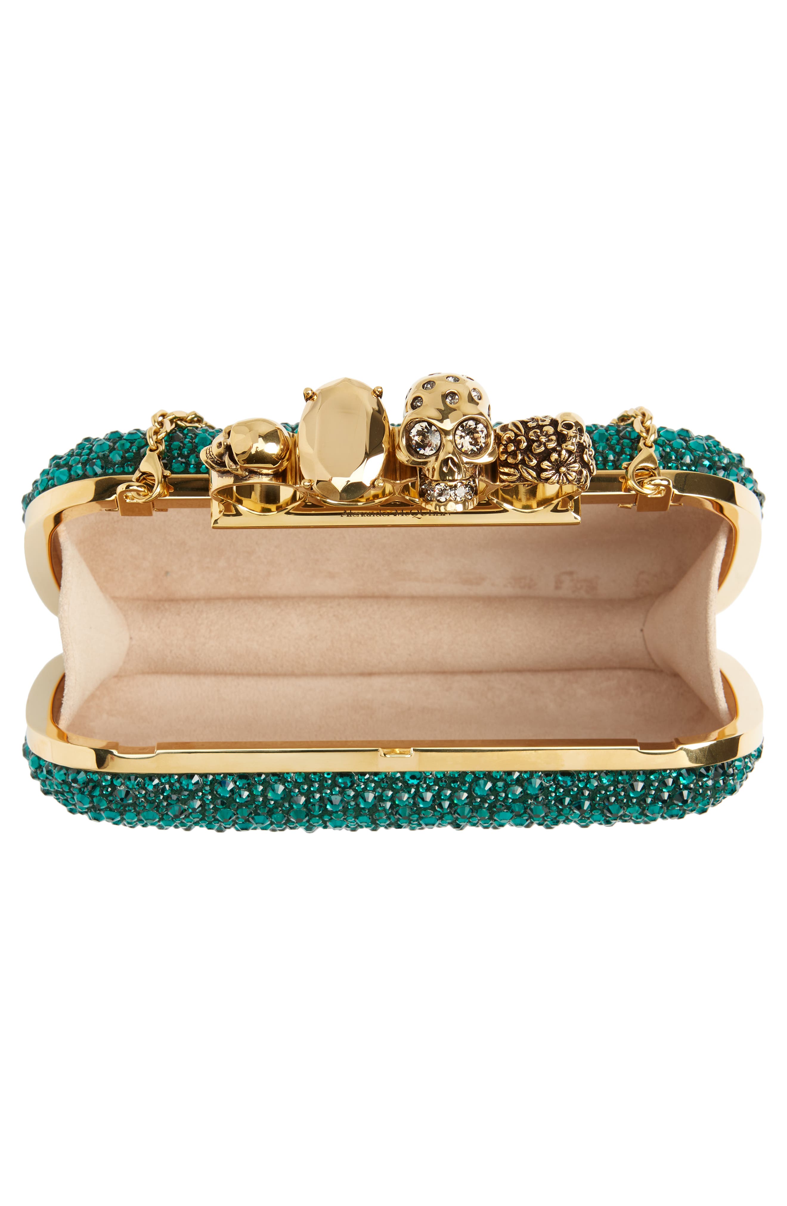 McQueen Crystal Embellished Jeweled Clutch, Alternate, color, 