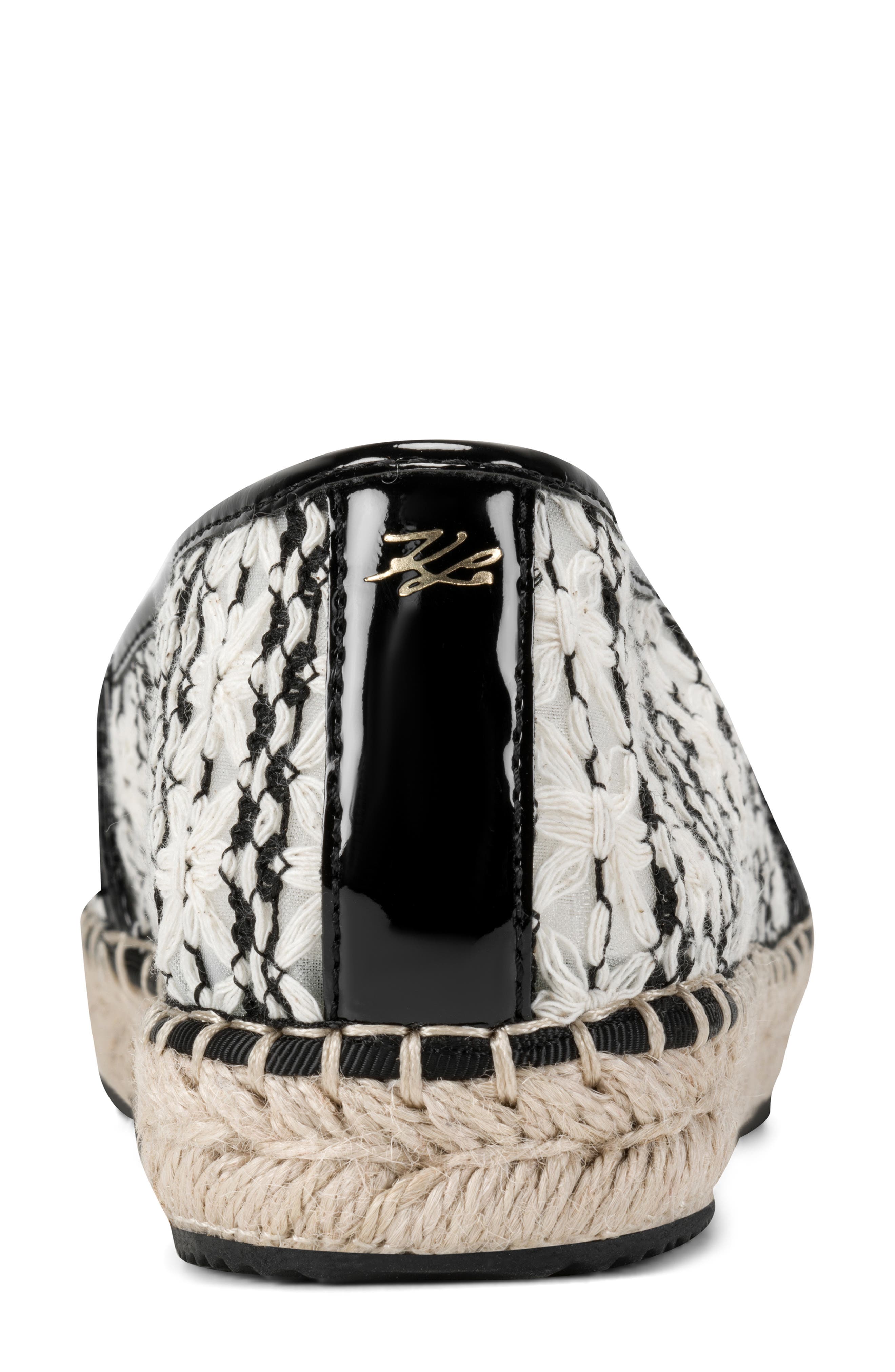 KARL LAGERFELD PARIS Millicent Espadrille Flat, Alternate, color, Black/ White
