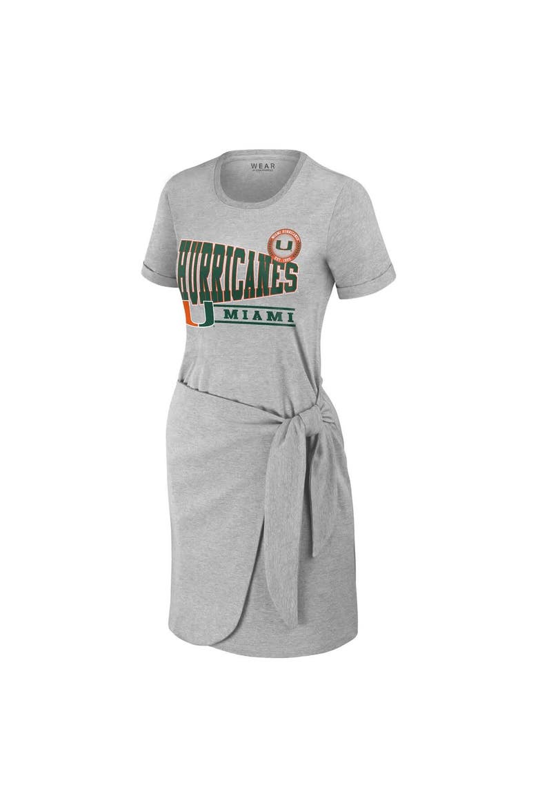 Women's WEAR by Erin Andrews Heather Gray Miami Hurricanes Knotted T-Shirt Dress, Alternate, color, Heather Gray