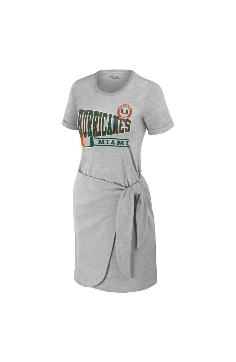 WEAR by Erin Andrews Women's WEAR by Erin Andrews Heather Gray Miami Hurricanes Knotted T-Shirt Dress, Alternate, color, Heather Gray