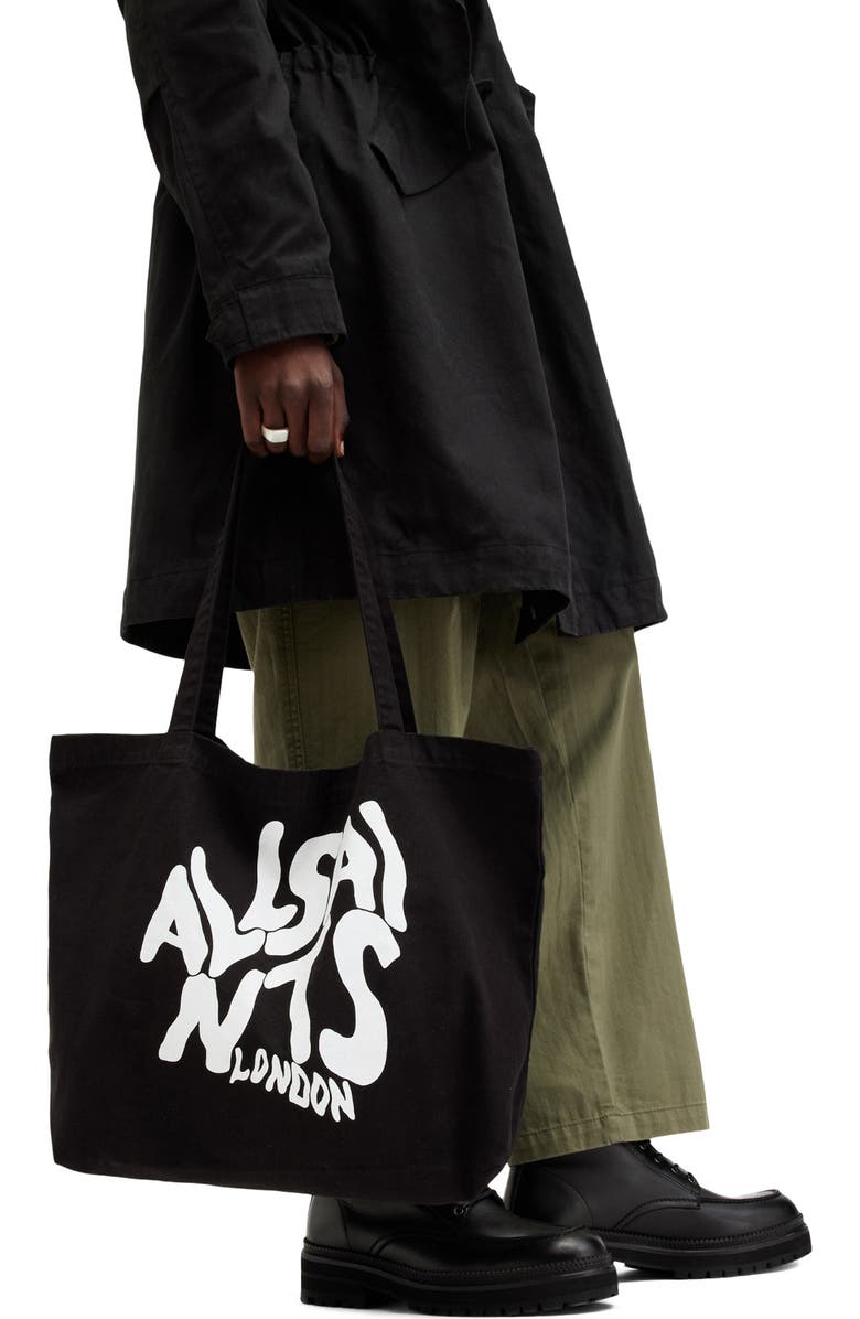 AllSaints Orlando Logo Canvas Tote, Alternate, color,