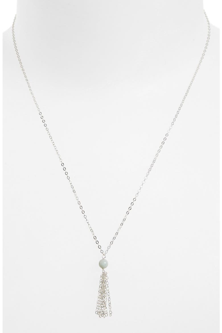'Love Gem' Tassel Chain Pendant Necklace, Alternate, color, AMAZONITE/ SILVER