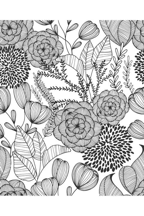 Black Secret Garden Peel & Stick Wallpaper