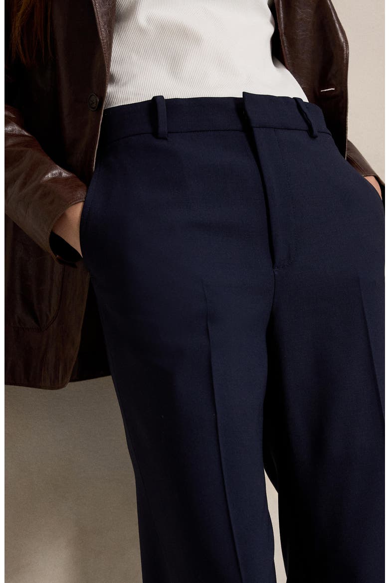 Beaton High Waist Flare Leg Stretch Wool Pants, Alternate, color, NAVY
