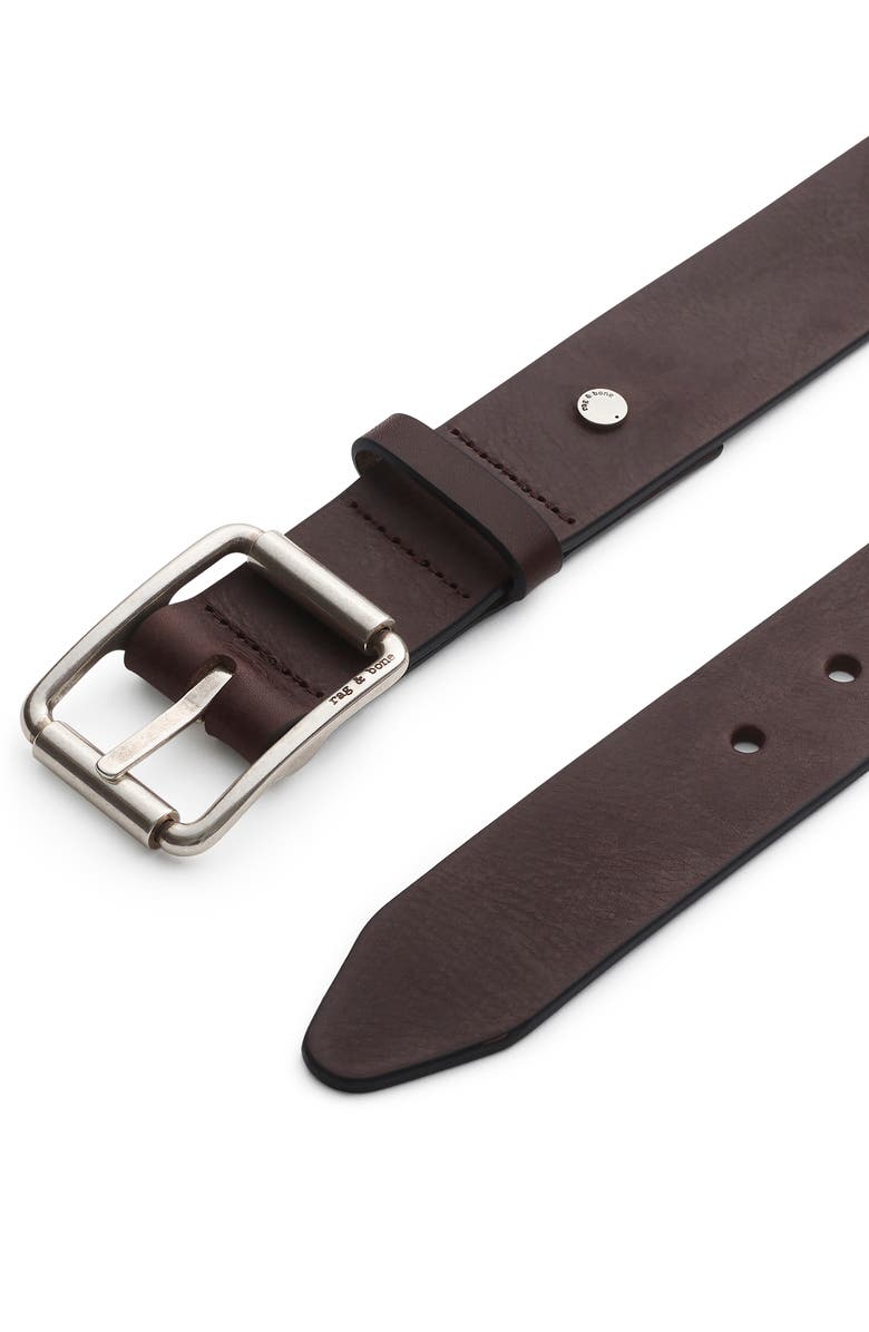 rag & bone Evan Brown Leather Belt, Alternate, color,